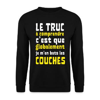 Globalement je m'en bats les couches - Sweat-shirt Unisexe - noir - Devant - Alina (178cm) & Michal (187cm)
