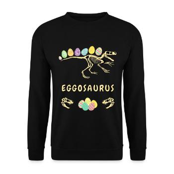 Eggosaurus Funny Easter Dino for Kids - Unisex Sweatshirt - black - Front - Alina (178cm) & Michal (187cm)