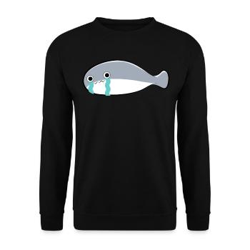 Sacambaspis Ancient Fish Meme Sad - Unisex Sweatshirt - black - Front - Alina (178cm) & Michal (187cm)