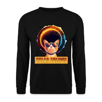 Sonnenfinsternis Katze - Unisex Pullover - Schwarz - Vorne - Alina (178cm) & Michal (187cm)