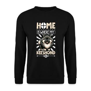 Zuhause - Wolfsspitz - Unisex Pullover - Schwarz - Vorne - Alina (178cm) & Michal (187cm)