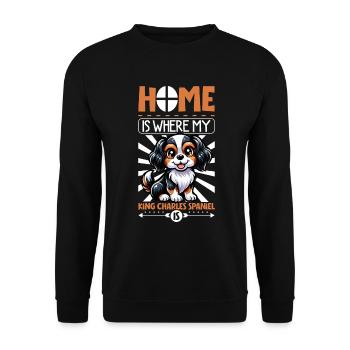 Home - King Charles Spaniel - Unisex Sweatshirt - black - Front - Alina (178cm) & Michal (187cm)