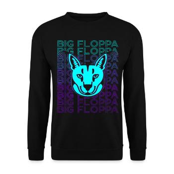 Big Floppa Karakal Katze Meme Retro - Unisex Pullover - Schwarz - Vorne - Alina (178cm) & Michal (187cm)
