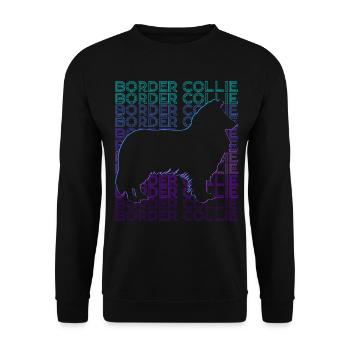 Border Collie Chien Rétro - Sweat-shirt Unisexe - noir - Devant - Alina (178cm) & Michal (187cm)