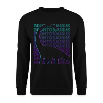 Brontosaurus Dinosaurier Retro - Unisex Pullover - Schwarz - Vorne - Alina (178cm) & Michal (187cm)
