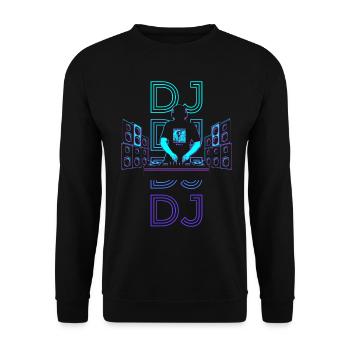 Disc Jockey Plattenspieler Retro - Unisex Pullover - Schwarz - Vorne - Alina (178cm) & Michal (187cm)