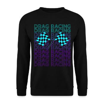Drag Racing Drag Race Rennfahrer Retro - Unisex Pullover - Schwarz - Vorne - Alina (178cm) & Michal (187cm)