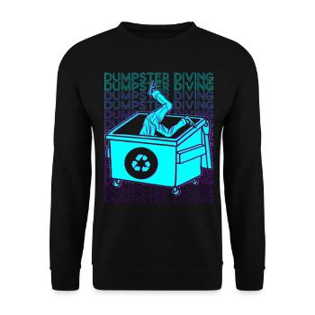 Dumpster Diving Mülltaucher Trash Picker Retro - Unisex Pullover - Schwarz - Vorne - Alina (178cm) & Michal (187cm)