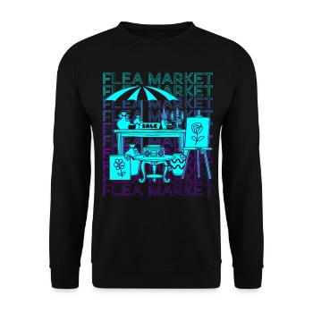 Flohmarkt Garagenverkauf Thrifting Retro - Unisex Pullover - Schwarz - Vorne - Alina (178cm) & Michal (187cm)