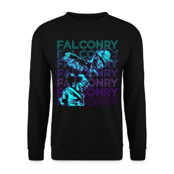 Falknerei Falkner Hawking Hawker Retro - Unisex Pullover - Schwarz - Vorne - Alina (178cm) & Michal (187cm)