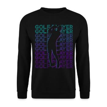Golfspieler Golfer Golfspielen Retro - Unisex Pullover - Schwarz - Vorne - Alina (178cm) & Michal (187cm)