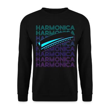 Joueur d’harmonica Joueur d’harmonica rétro - Sweat-shirt Unisexe - noir - Devant - Alina (178cm) & Michal (187cm)
