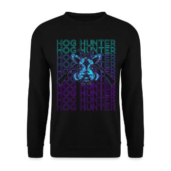 Schweinejagd Hog Hunter Retro - Unisex Pullover - Schwarz - Vorne - Alina (178cm) & Michal (187cm)
