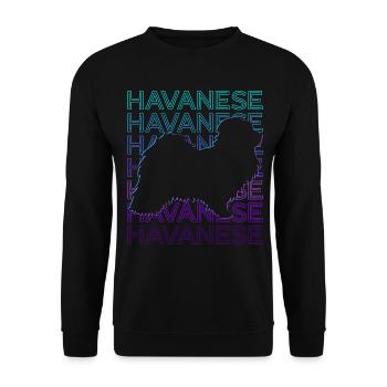Chien bichon havanais rétro - Sweat-shirt Unisexe - noir - Devant - Alina (178cm) & Michal (187cm)
