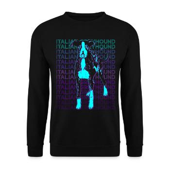 Italienischer Windhund Hund Retro - Unisex Pullover - Schwarz - Vorne - Alina (178cm) & Michal (187cm)