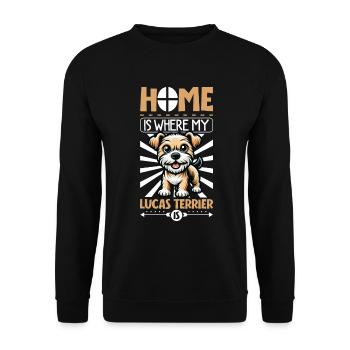 Zuhause - Lucas Terrier - Unisex Pullover - Schwarz - Vorne - Alina (178cm) & Michal (187cm)
