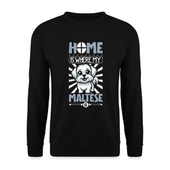 Zuhause - Malteser - Unisex Pullover - Schwarz - Vorne - Alina (178cm) & Michal (187cm)