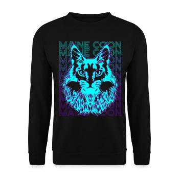 Maine Coon Chat Rétro - Sweat-shirt Unisexe - noir - Devant - Alina (178cm) & Michal (187cm)