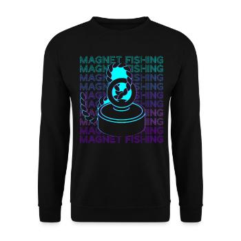 Magnet Fishing Magnet Fisherman Retro - Unisex Sweatshirt - black - Front - Alina (178cm) & Michal (187cm)