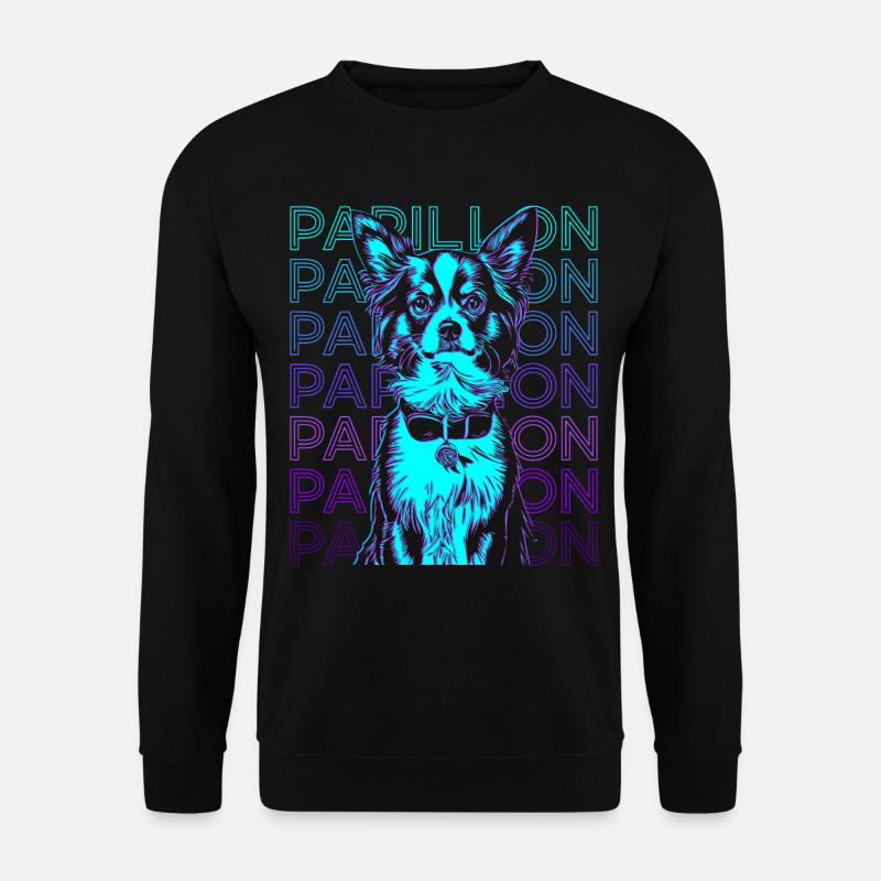 Papillon Hund Retro - Unisex Pullover - Schwarz