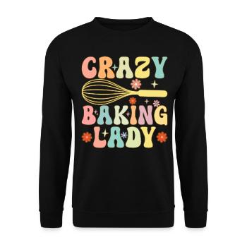 Crazy Baking Lady Groovy Baking Girl Chef Boulanger - Sweat-shirt Unisexe - noir - Devant - Alina (178cm) & Michal (187cm)