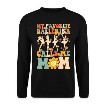 Meine Lieblingsballerina nennt mich Mama Groovy Ba - Unisex Pullover - Schwarz - Vorne - Alina (178cm) & Michal (187cm)