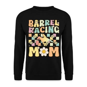 Barrel Racing Mom Groovy Weibliche Barrel Racer Ro - Unisex Pullover - Schwarz - Vorne - Alina (178cm) & Michal (187cm)
