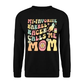 Lieblings-Fassrennfahrer nennt mich Mama Groovy Ba - Unisex Pullover - Schwarz - Vorne - Alina (178cm) & Michal (187cm)