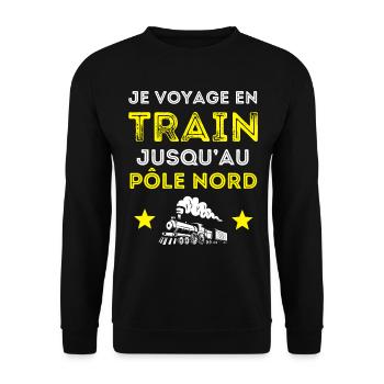 Je voyage en train jusqu'au pôle nord - Sweat-shirt Unisexe - noir - Devant - Alina (178cm) & Michal (187cm)