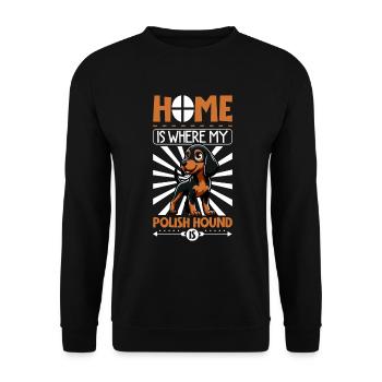 Zuhause - Polnische Bracke - Unisex Pullover - Schwarz - Vorne - Alina (178cm) & Michal (187cm)