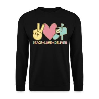 Frieden Liebe Liefern Postdienst Postangestellter - Unisex Pullover - Schwarz - Vorne - Alina (178cm) & Michal (187cm)