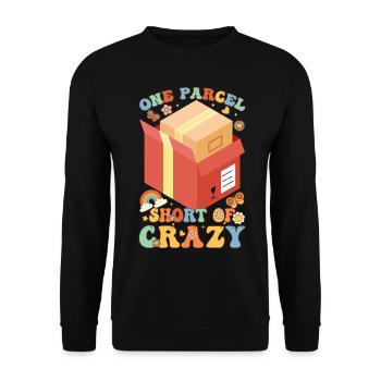 Postangestellte Postangestellte mit einem Paket ku - Unisex Pullover - Schwarz - Vorne - Alina (178cm) & Michal (187cm)