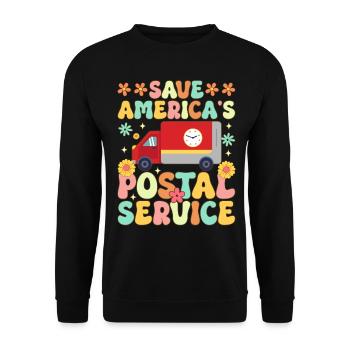 Rettet Amerikas Postdienst Postangestellter Postbo - Unisex Pullover - Schwarz - Vorne - Alina (178cm) & Michal (187cm)