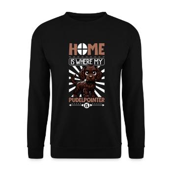 Zuhause - Pudelpointer - Unisex Pullover - Schwarz - Vorne - Alina (178cm) & Michal (187cm)