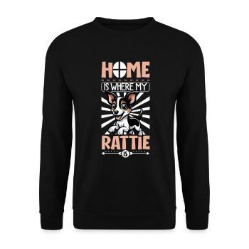 Zuhause - Rat Terrier - Unisex Pullover - Schwarz - Vorne - Alina (178cm) & Michal (187cm)