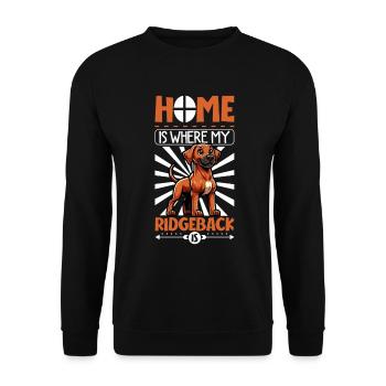 Zuhause - Rhodesian Ridgeback - Unisex Pullover - Schwarz - Vorne - Alina (178cm) & Michal (187cm)