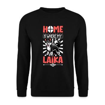 Home - Russian-European Laika - Unisex Sweatshirt - black - Front - Alina (178cm) & Michal (187cm)