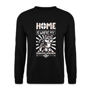 Zuhause - Saarlooswolfhund - Unisex Pullover - Schwarz - Vorne - Alina (178cm) & Michal (187cm)