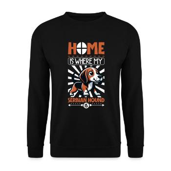 Zuhause - Serbischer Laufhund - Unisex Pullover - Schwarz - Vorne - Alina (178cm) & Michal (187cm)