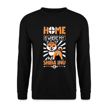 Home - Shiba Inu - Unisex Sweatshirt - black - Front - Alina (178cm) & Michal (187cm)