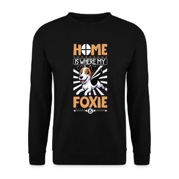 Zuhause - Glatthaar-Foxterrier - Unisex Pullover - Schwarz - Vorne - Alina (178cm) & Michal (187cm)