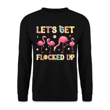 Funny Flamingo Flock Let's Blow Up - Unisex Sweatshirt - black - Front - Alina (178cm) & Michal (187cm)