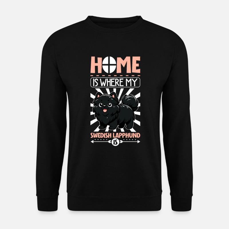 Zuhause - Schwedischer Lapphund - Unisex Pullover - Schwarz