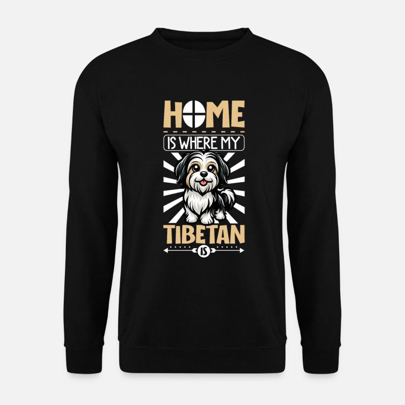 Zuhause - Tibet-Terrier - Unisex Pullover - Schwarz
