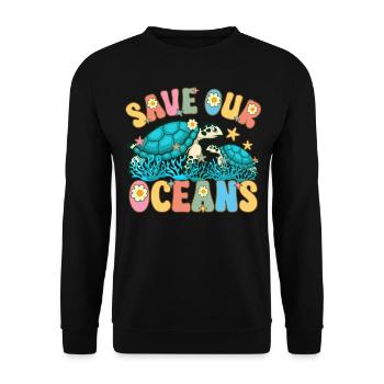 Rettet unsere Ozeane Klimawandel Ozean Tag der Erd - Unisex Pullover - Schwarz - Vorne - Alina (178cm) & Michal (187cm)