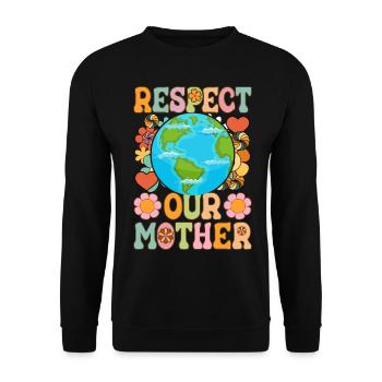 Respect for Our Mother Climate Change Earth Day - Unisex Sweatshirt - black - Front - Alina (178cm) & Michal (187cm)