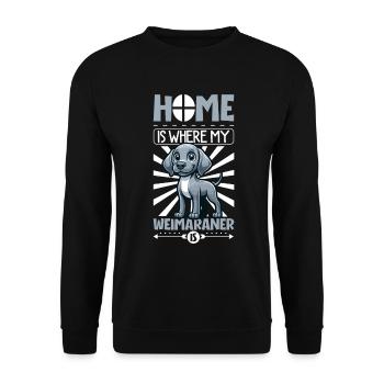 Zuhause - Weimaraner - Unisex Pullover - Schwarz - Vorne - Alina (178cm) & Michal (187cm)