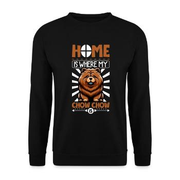 Zuhause - Chow Chow - Unisex Pullover - Schwarz - Vorne - Alina (178cm) & Michal (187cm)