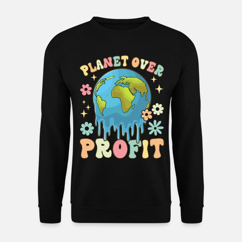 Planet Over Profit Klimawandel Earth Day - Unisex Pullover - Schwarz
