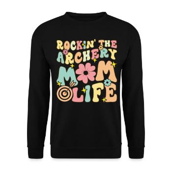 Rockin' The Archery Mom Life Groovy Archer - Unisex Sweatshirt - black - Front - Alina (178cm) & Michal (187cm)